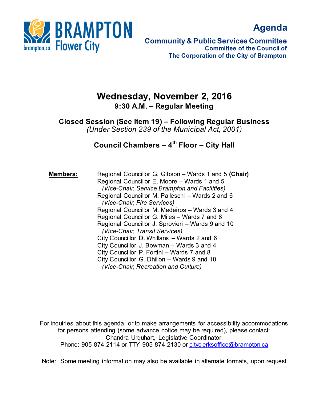 Community & Public Services Committee Agenda for November 2