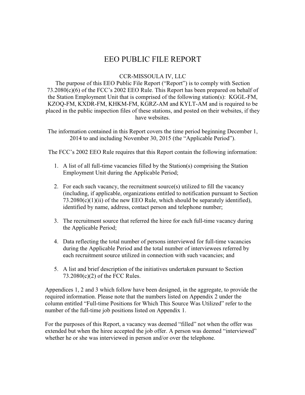 Eeo Public File Report