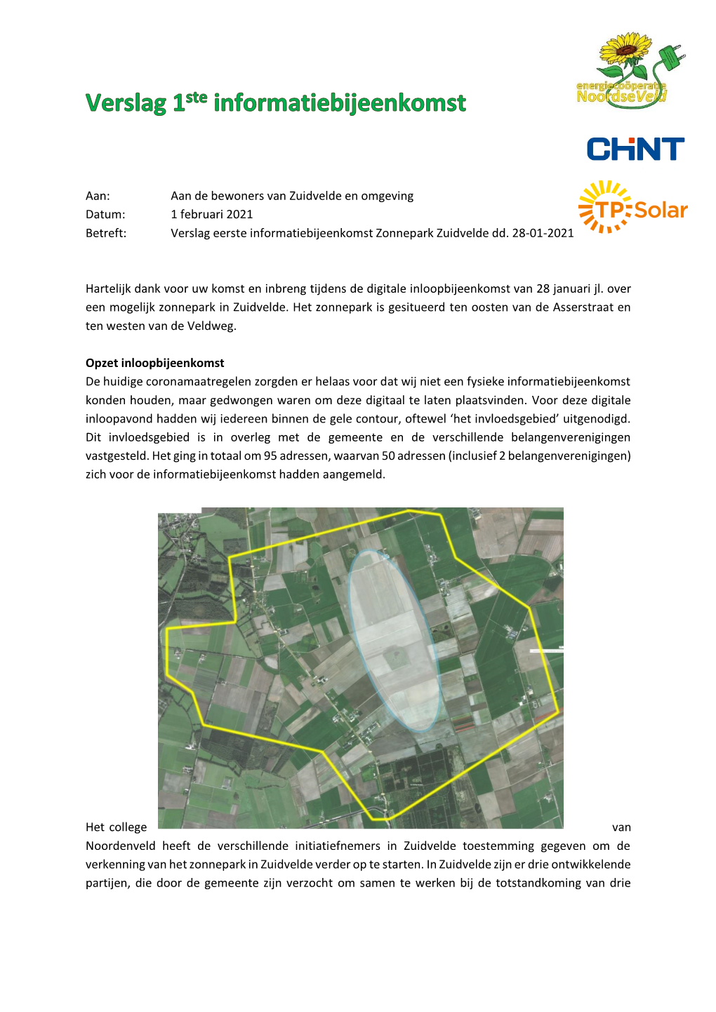 Verslag Eerste Informatiebijeenkomst Zonnepark Zuidvelde Dd