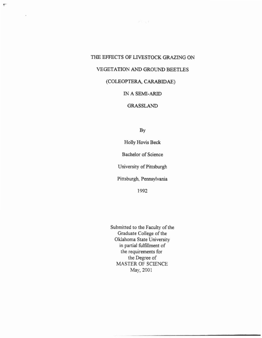 The Effects of Livestock Grazing on Vegetatio And