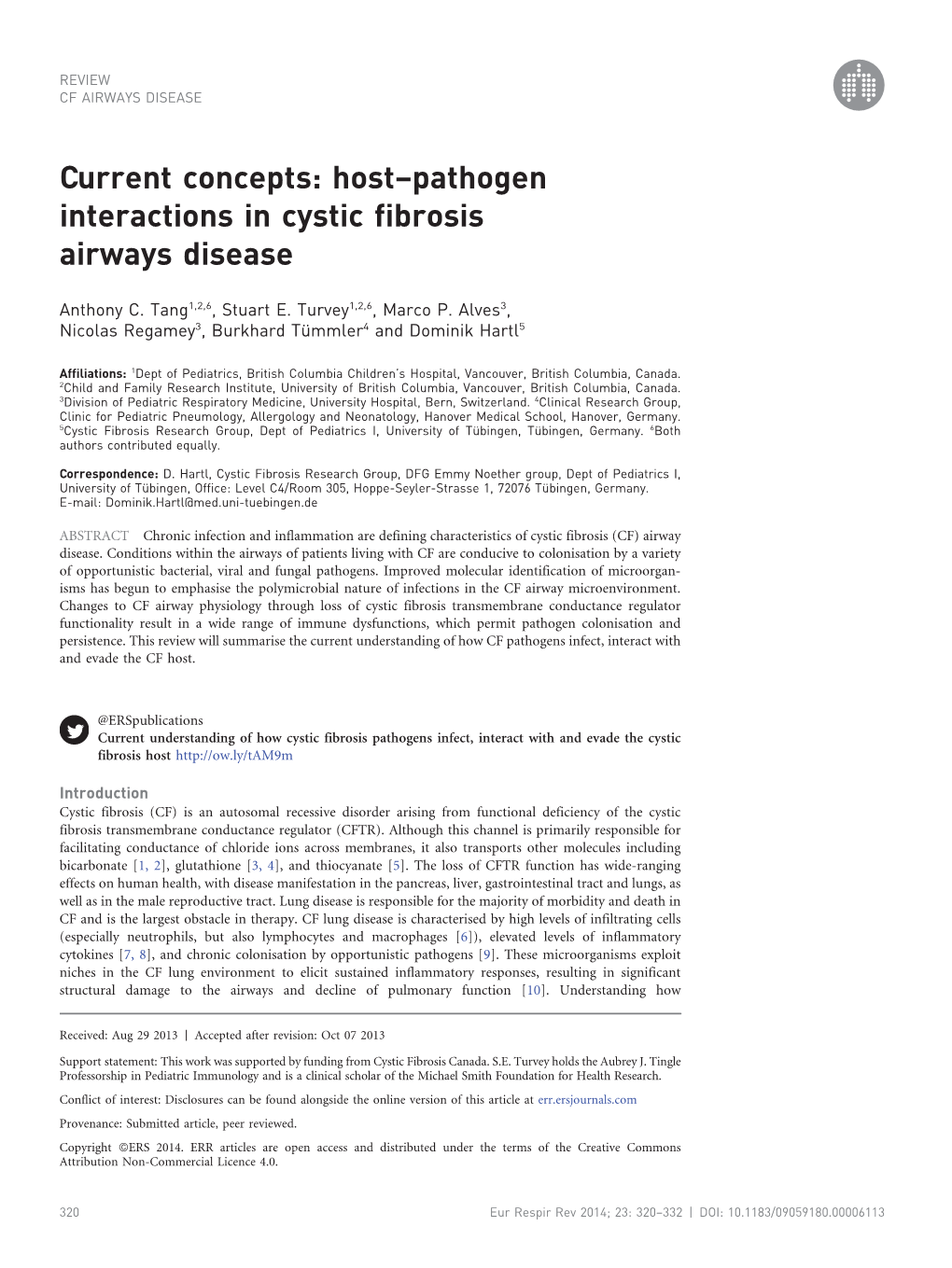 Host–Pathogen Interactions in Cystic Fibrosis Airways Disease