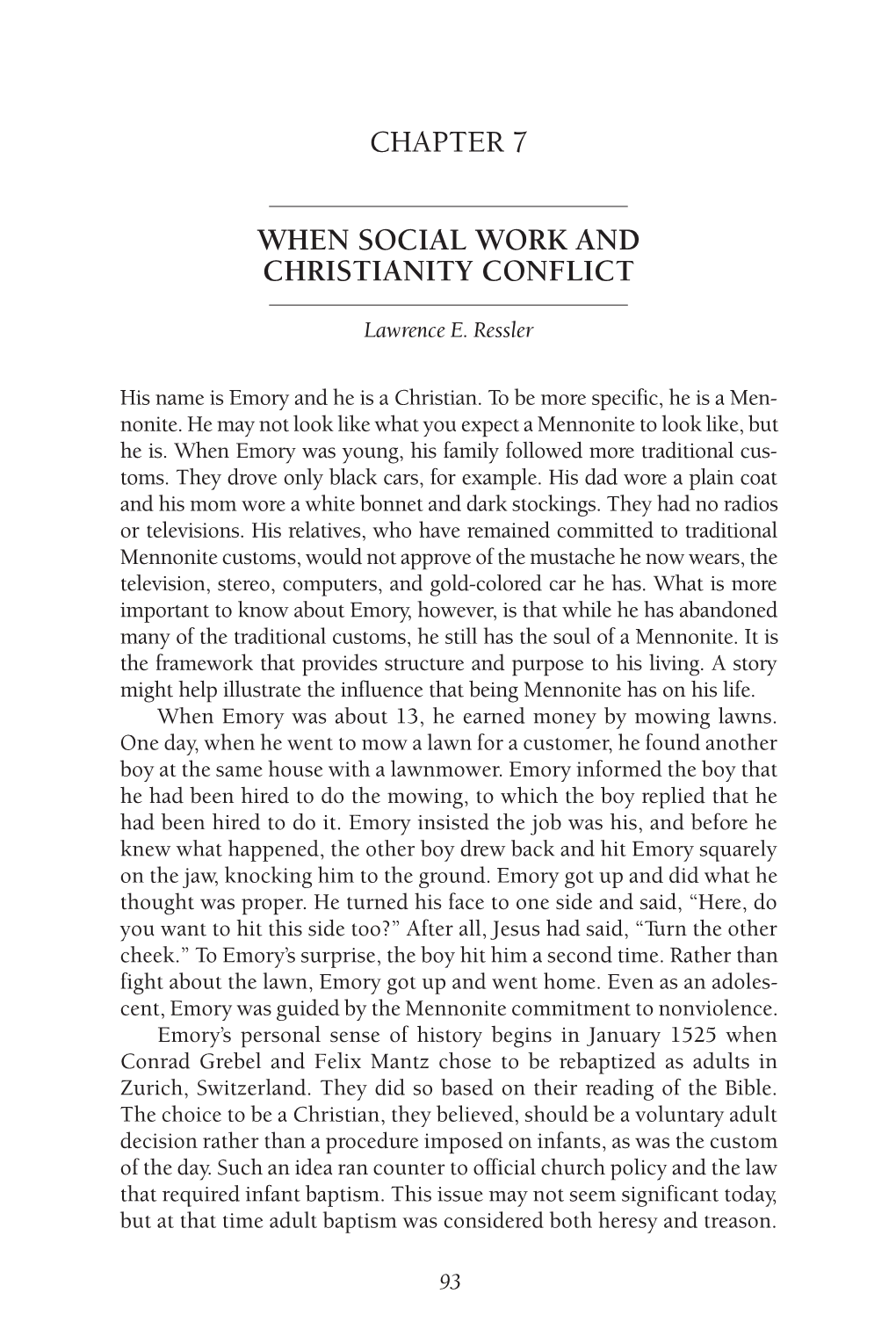 Chapter 7 When Social Work and Christianity Conflict