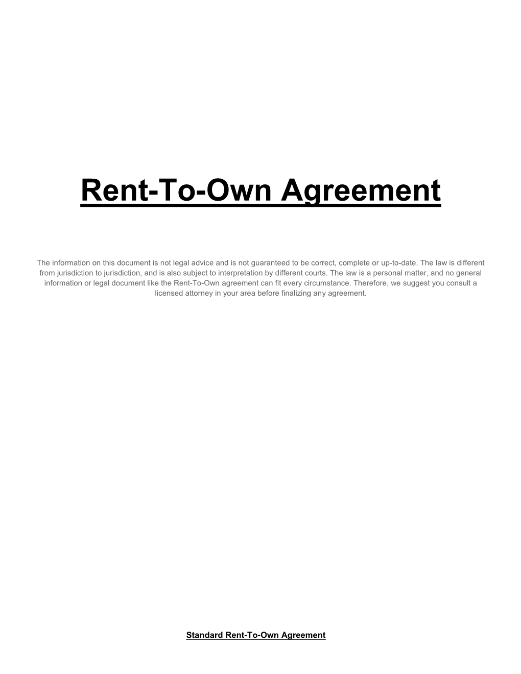 Rent-To-Own Agreement