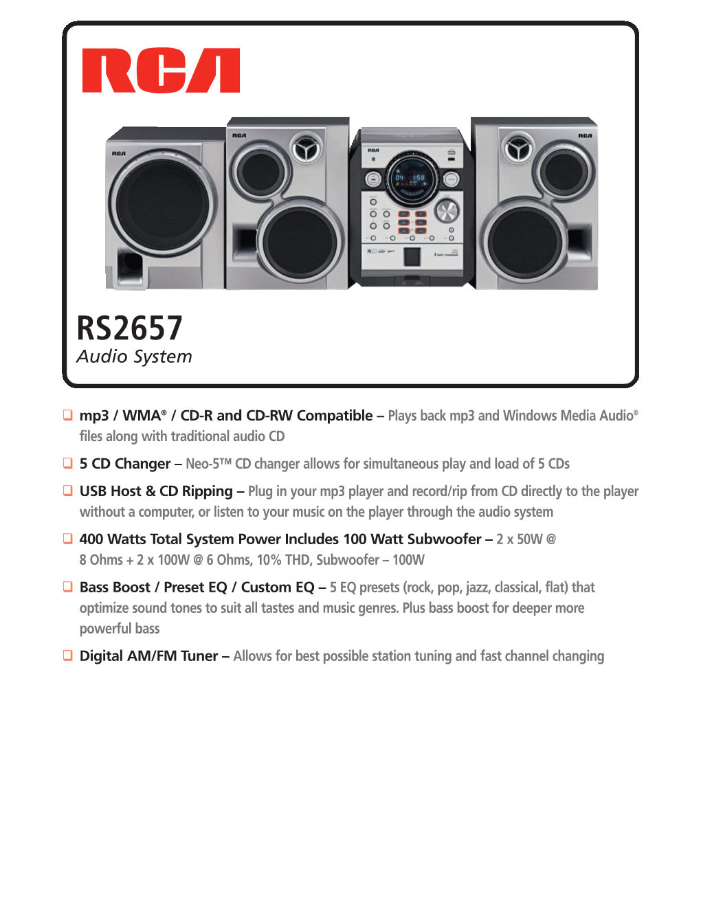 RS2657 Audio System