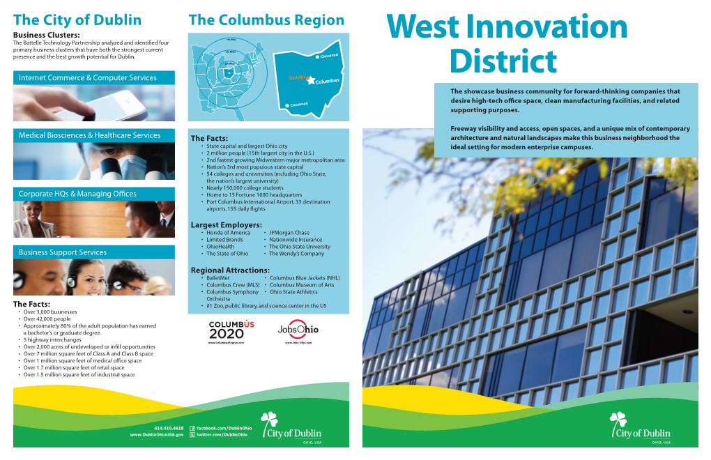 West Innovation District Includes Some of the Largest the Innovative Businesses That Invest in This Neighborhood Will Dublin Rd