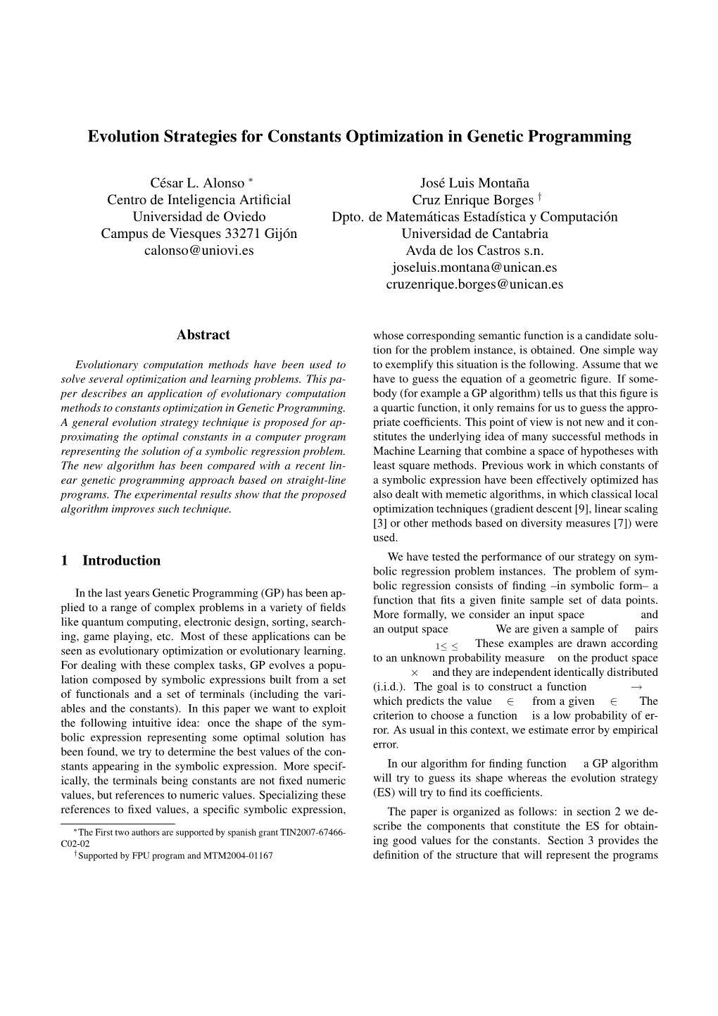 Evolution Strategies for Constants Optimization in Genetic Programming