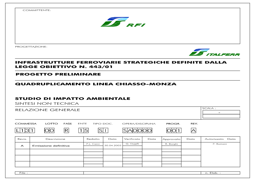 Sintesi Non Tecnica L131 00 R 15 SI SA0000 001 a 1 Di 51