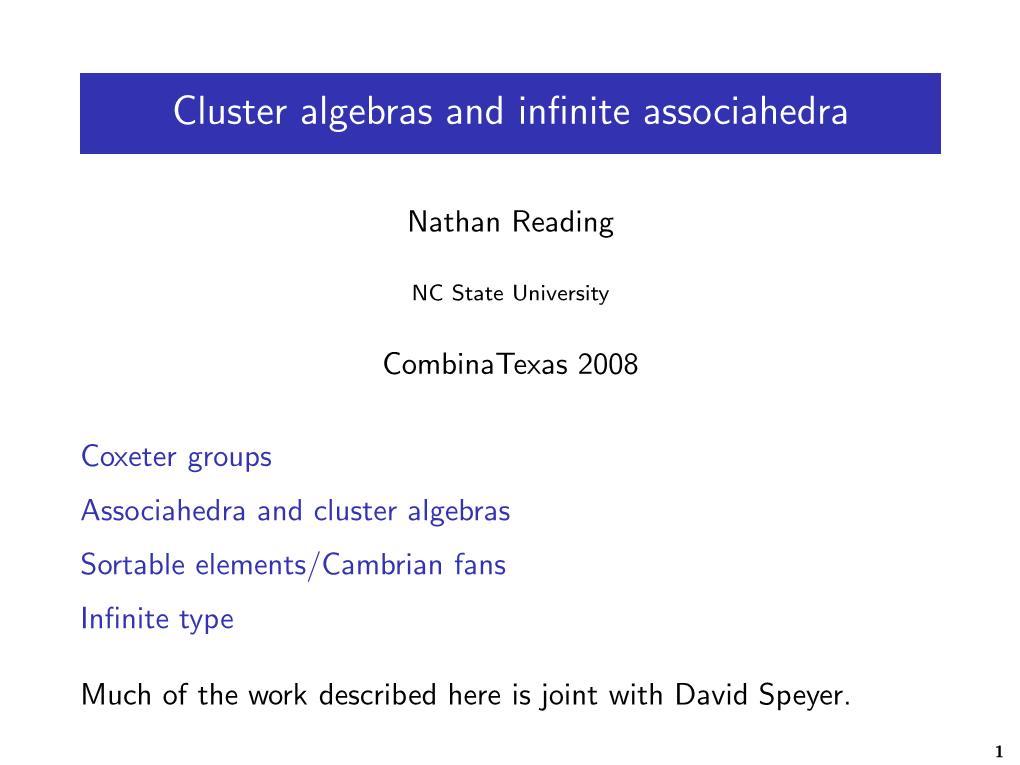 Cluster Algebras and Infinite Associahedra