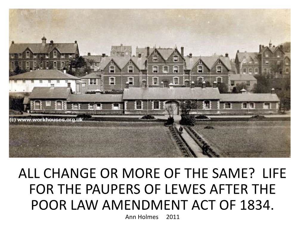 Life for the Paupers of Lewes After the Poor Law Amendment Act of 1834