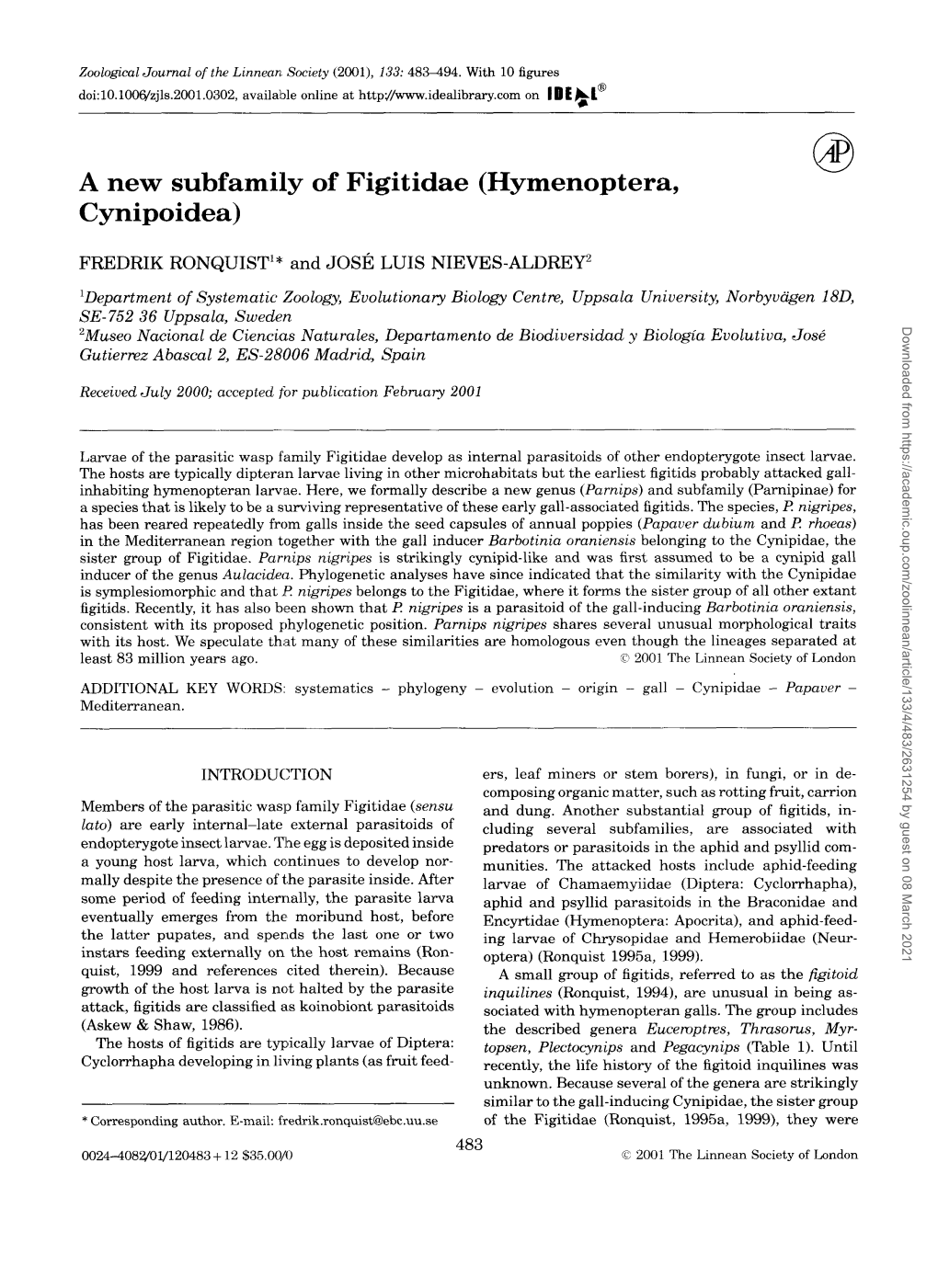 A New Subfamily of Figitidae (Hymenoptera, Cynipoidea)