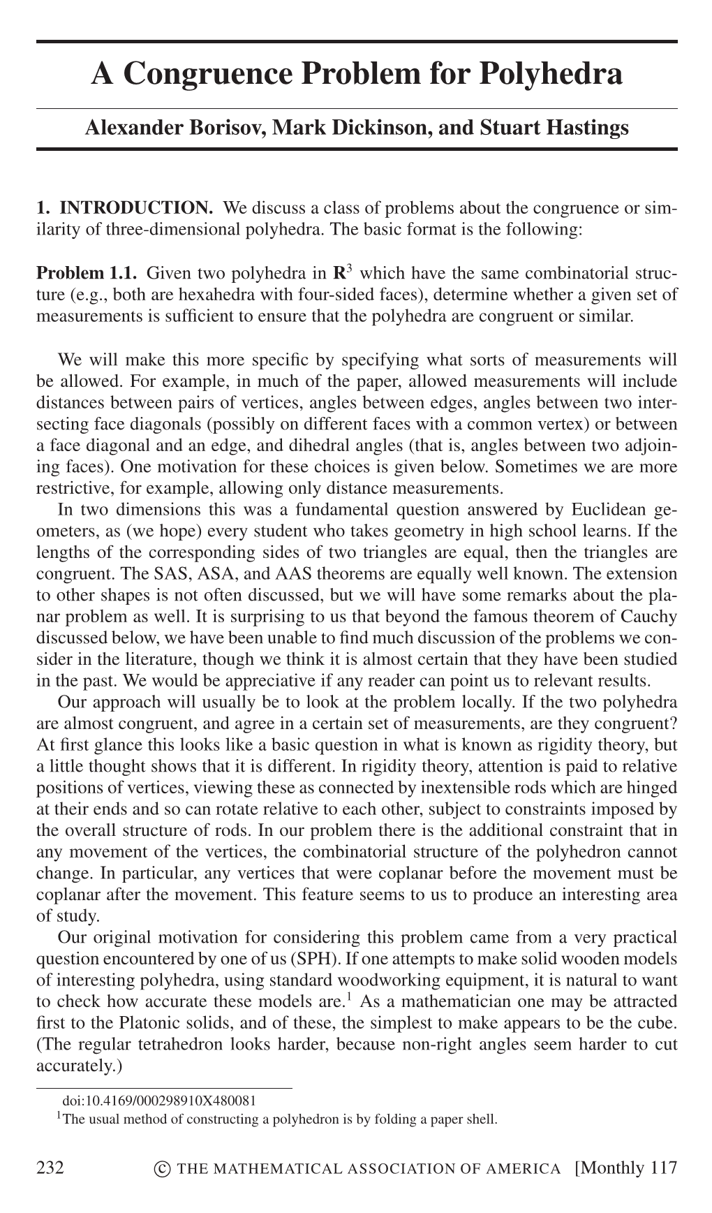 A Congruence Problem for Polyhedra