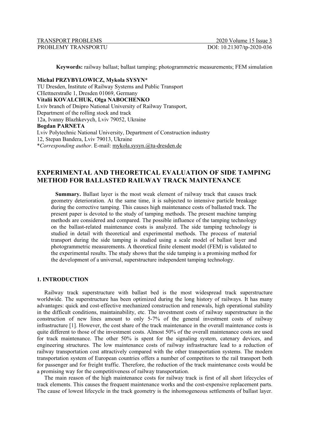 Experimental and Theoretical Evaluation of Side Tamping Method for Ballasted Railway Track Maintenance