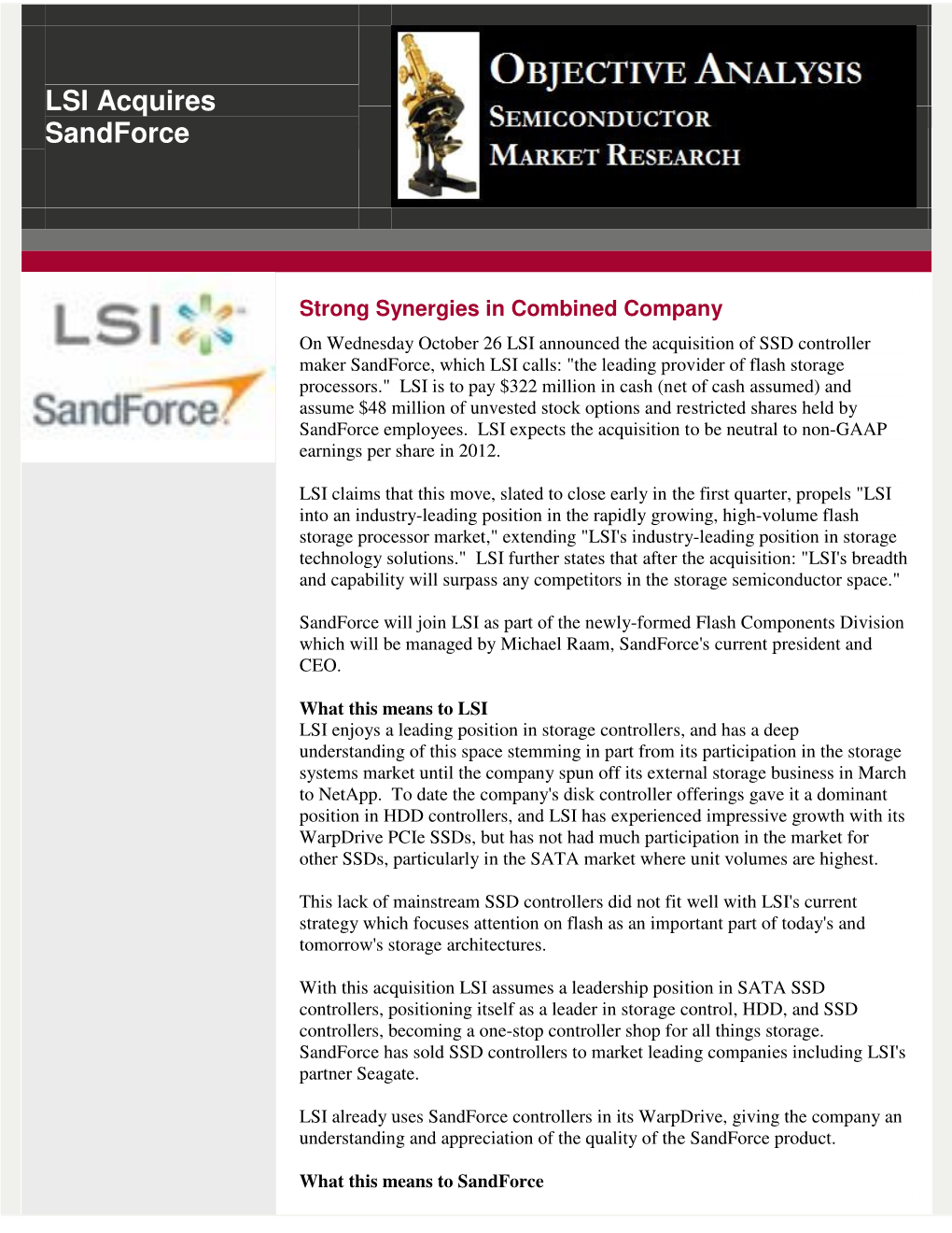 LSI Acquires Sandforce