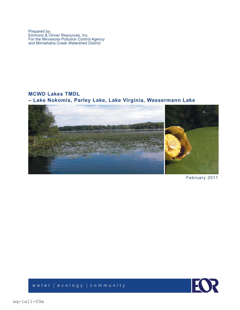 Minnehaha Creek Watershed Lakes Draft TMDL