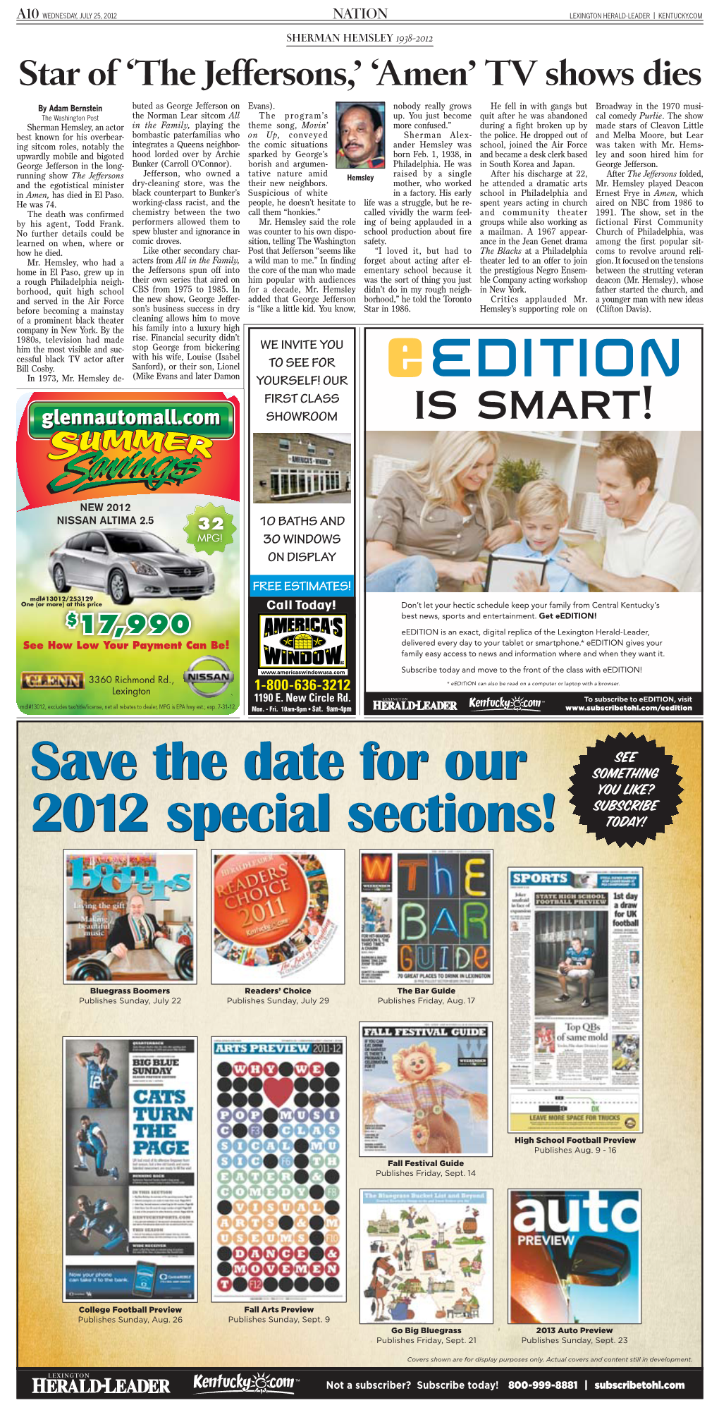 Save the Date for Our 2012 Special Sections!