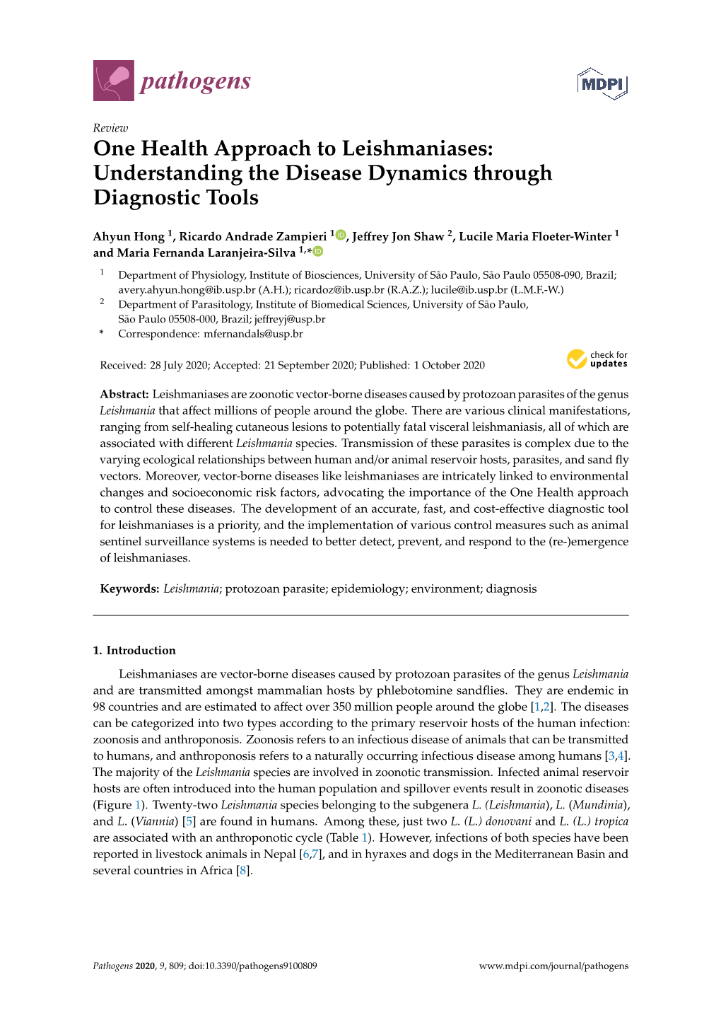 One Health Approach to Leishmaniases: Understanding the Disease Dynamics Through Diagnostic Tools