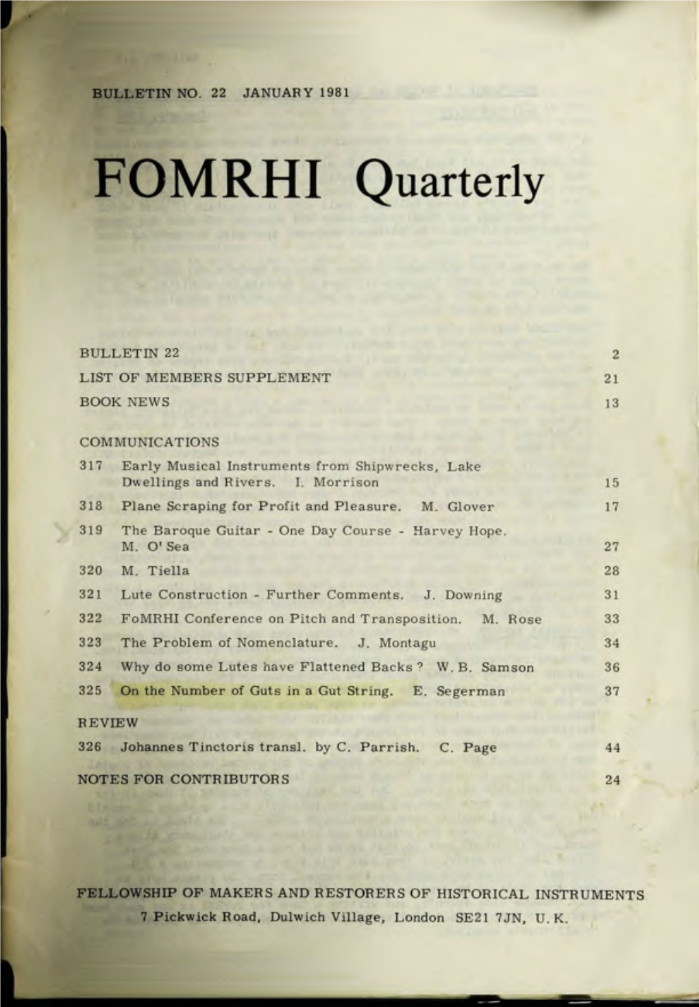 FOMRHI Quarterly