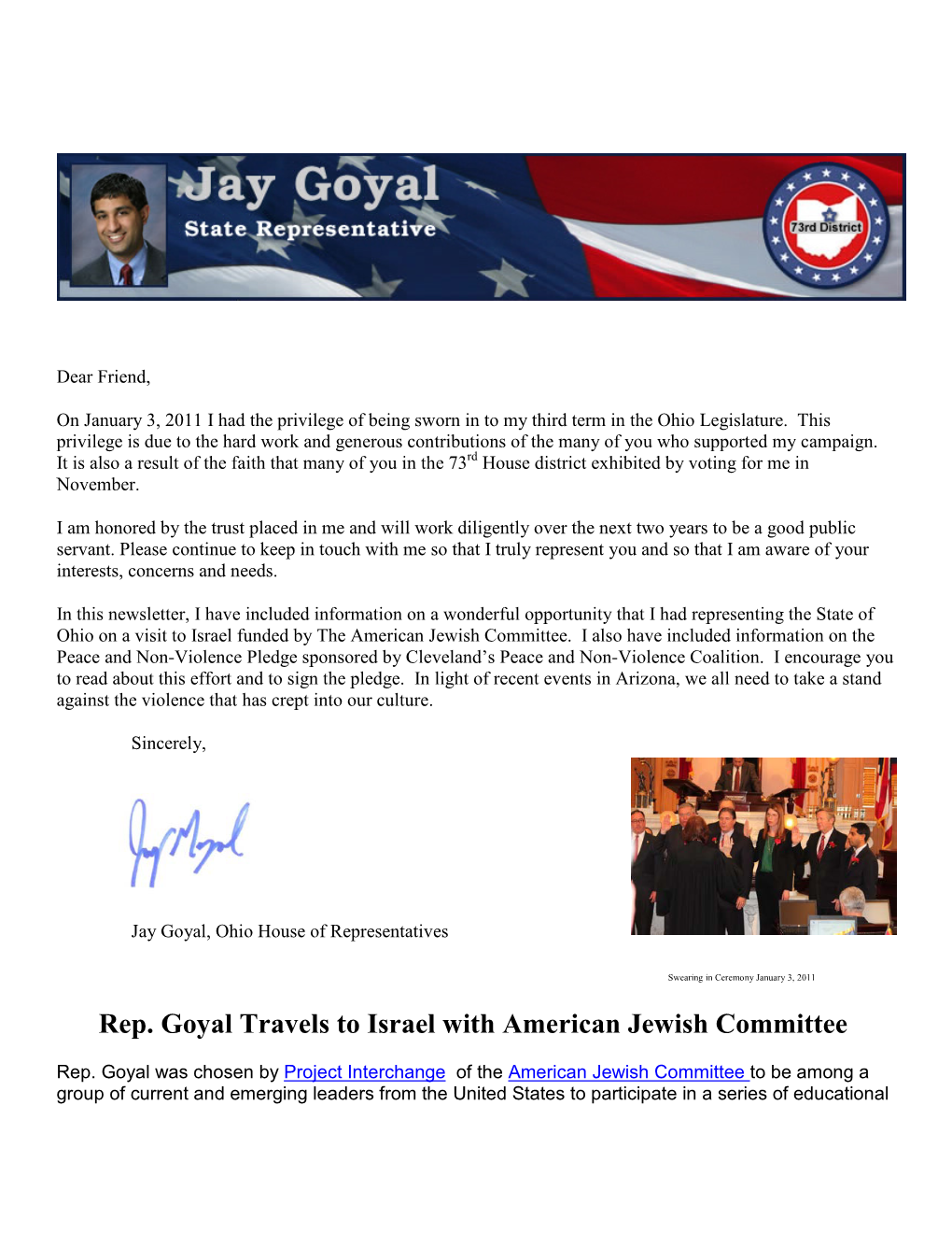 Rep. Goyal Travels to Israel with American Jewish Committee