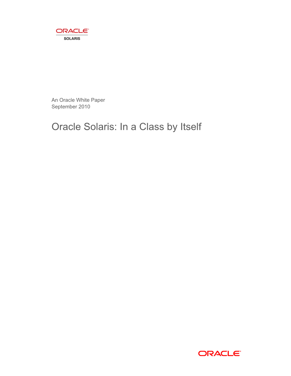 Oracle Solaris: in a Class by Itself