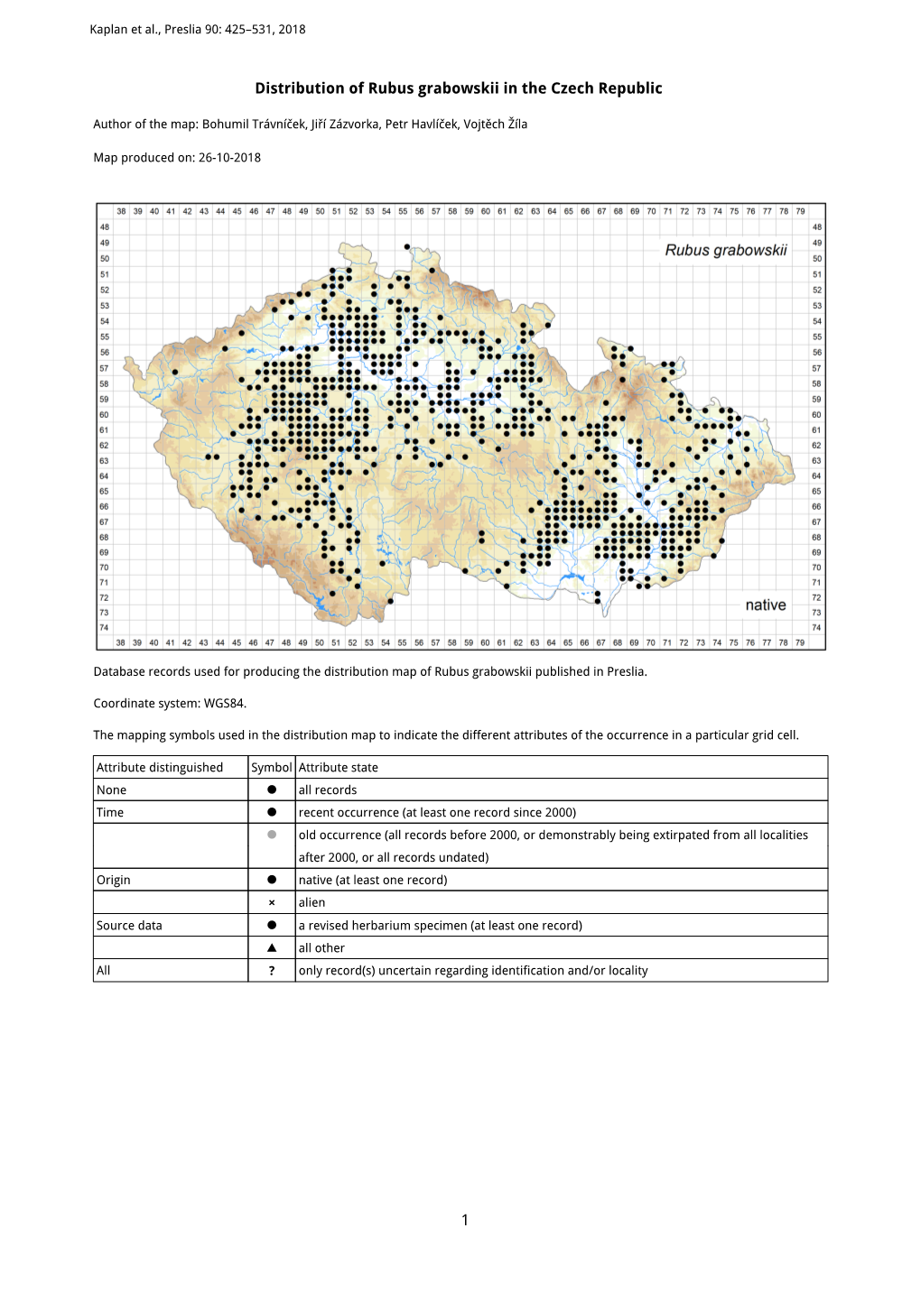 1 Distribution of Rubus Grabowskii in the Czech Republic