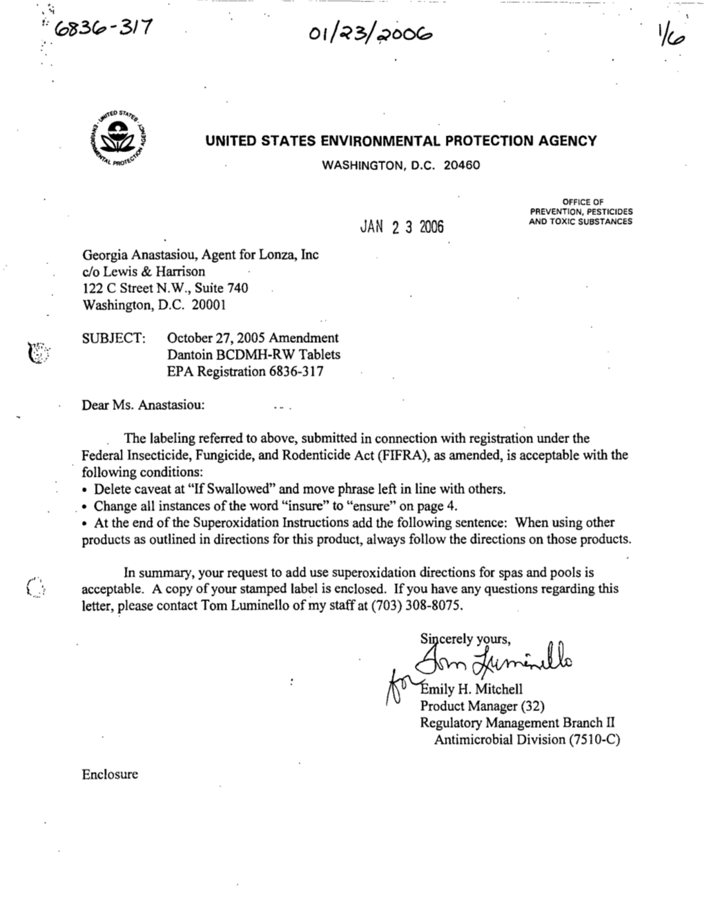 U.S. EPA, Pesticide Product Label, DANTOIN BCDMH RW TABLETS