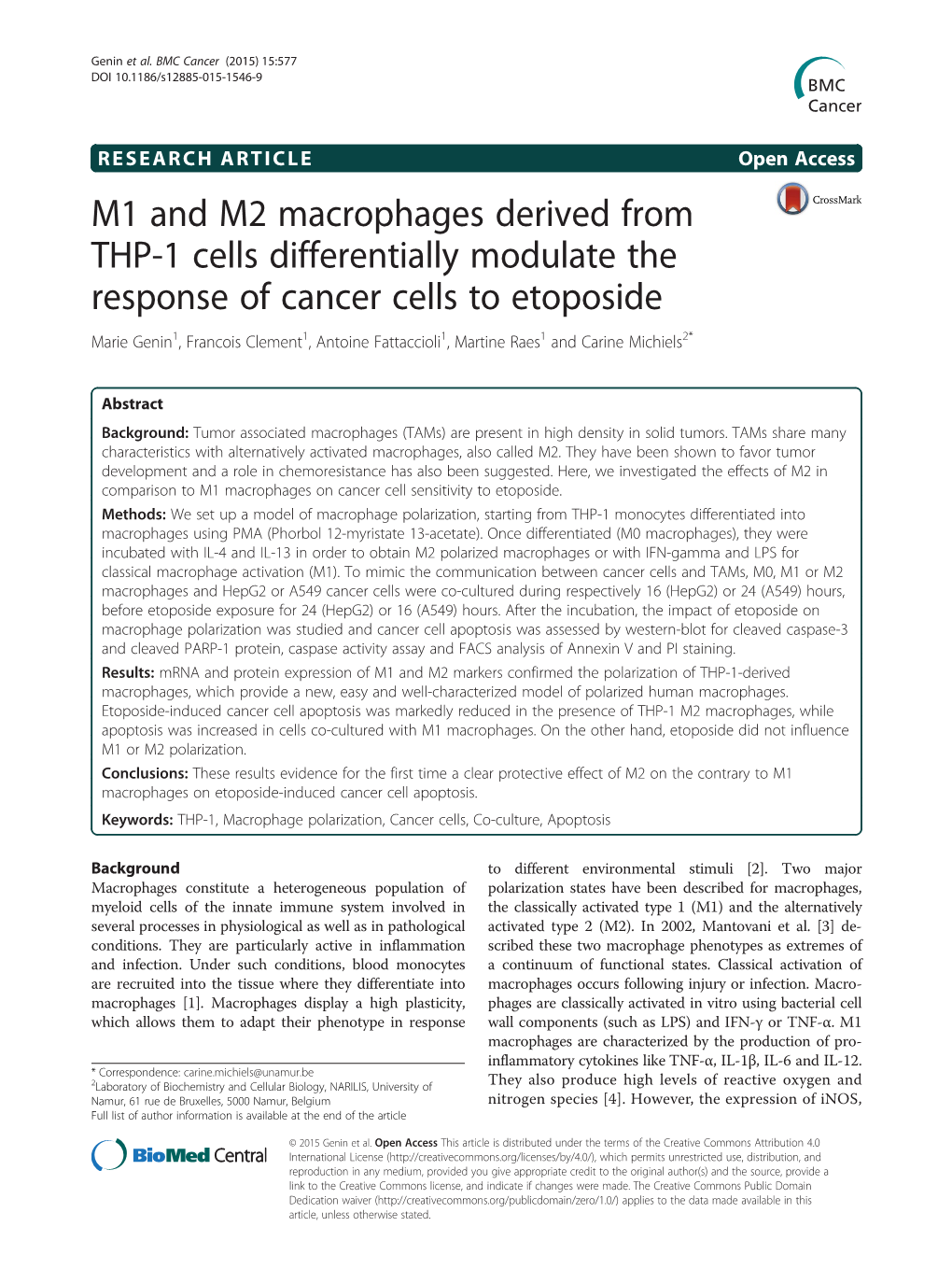 M1 and M2 Macrophages Derived from THP-1 Cells Differentially