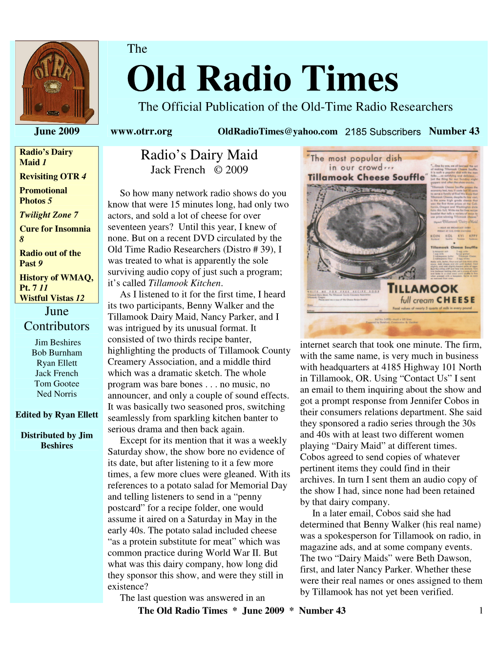 Old Radio Times the Official Publication of the Old-Time Radio Researchers