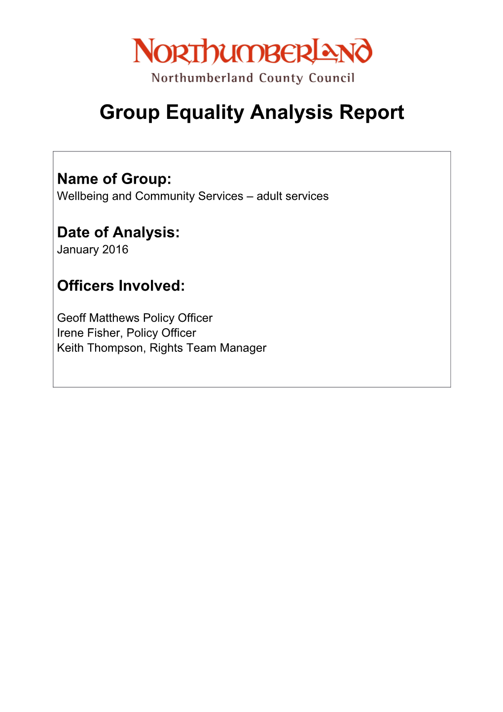 Group Equality Analysis Report