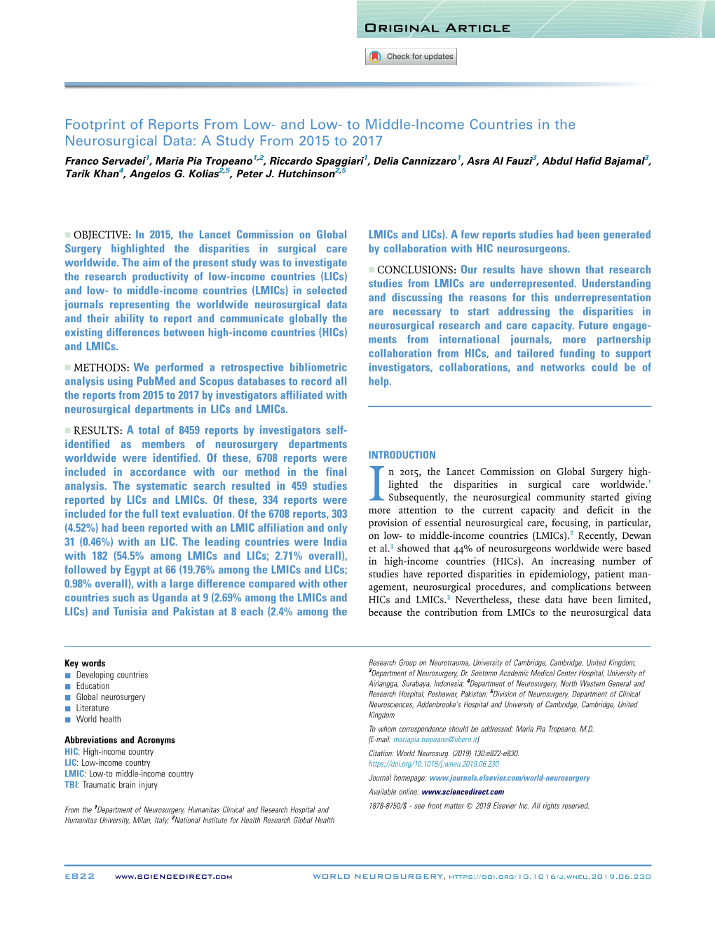 Footprint of Reports from Low- and Low- to Middle-Income Countries In