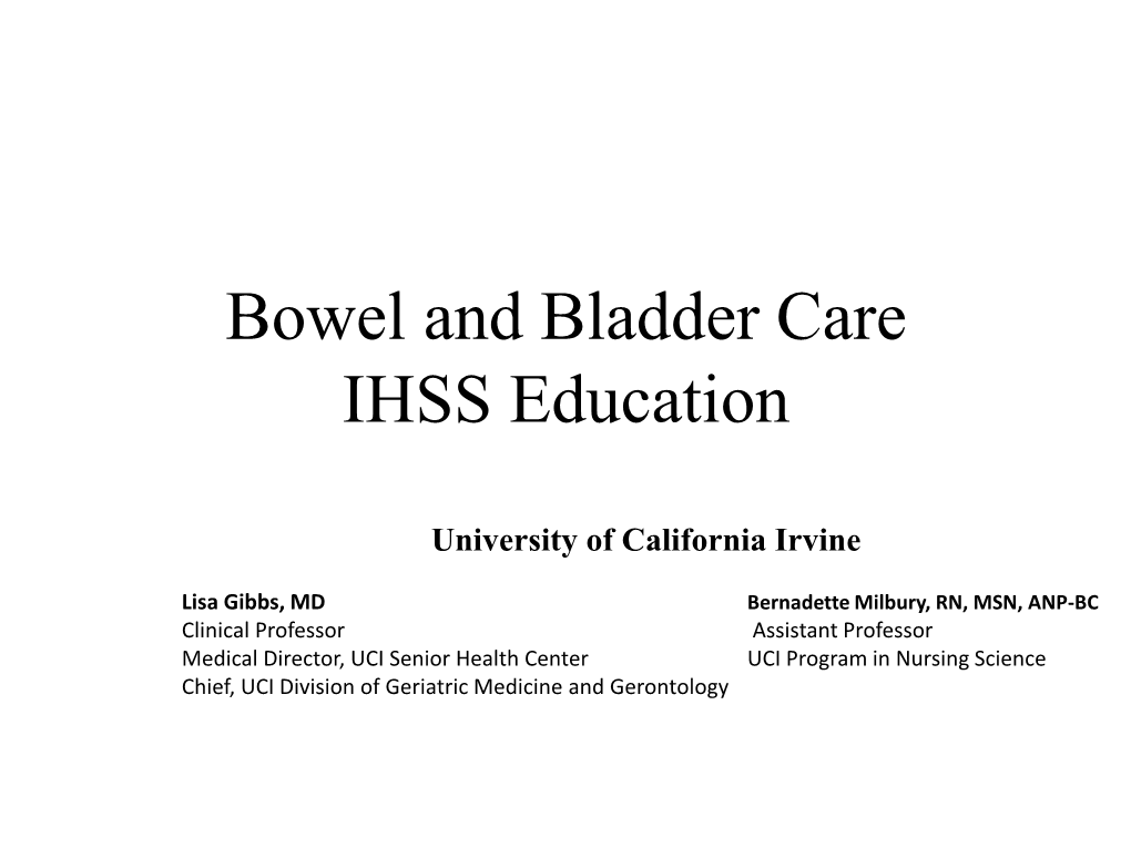 Bowel and Bladder Care IHSS Education