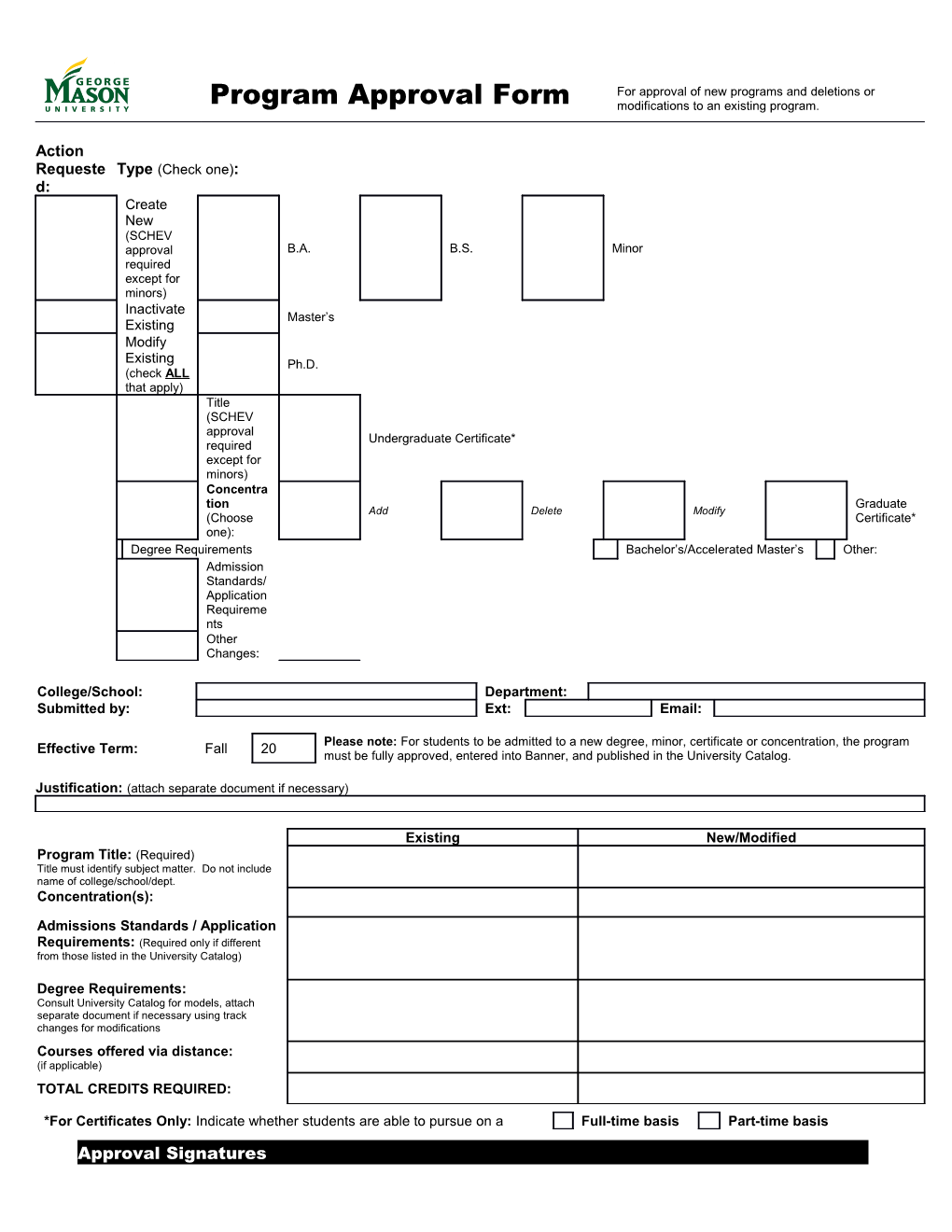 Program Approval Form