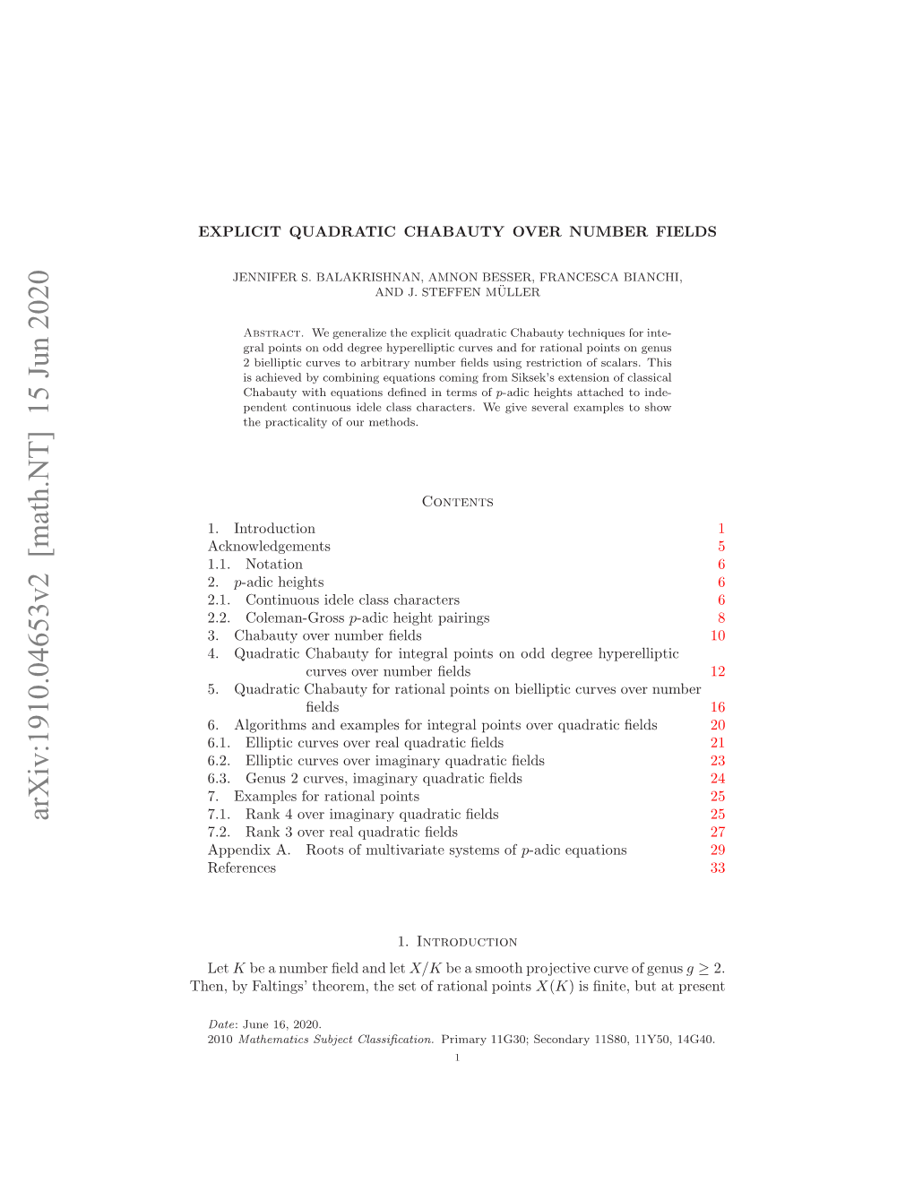 Explicit Quadratic Chabauty Over Number Fields 3