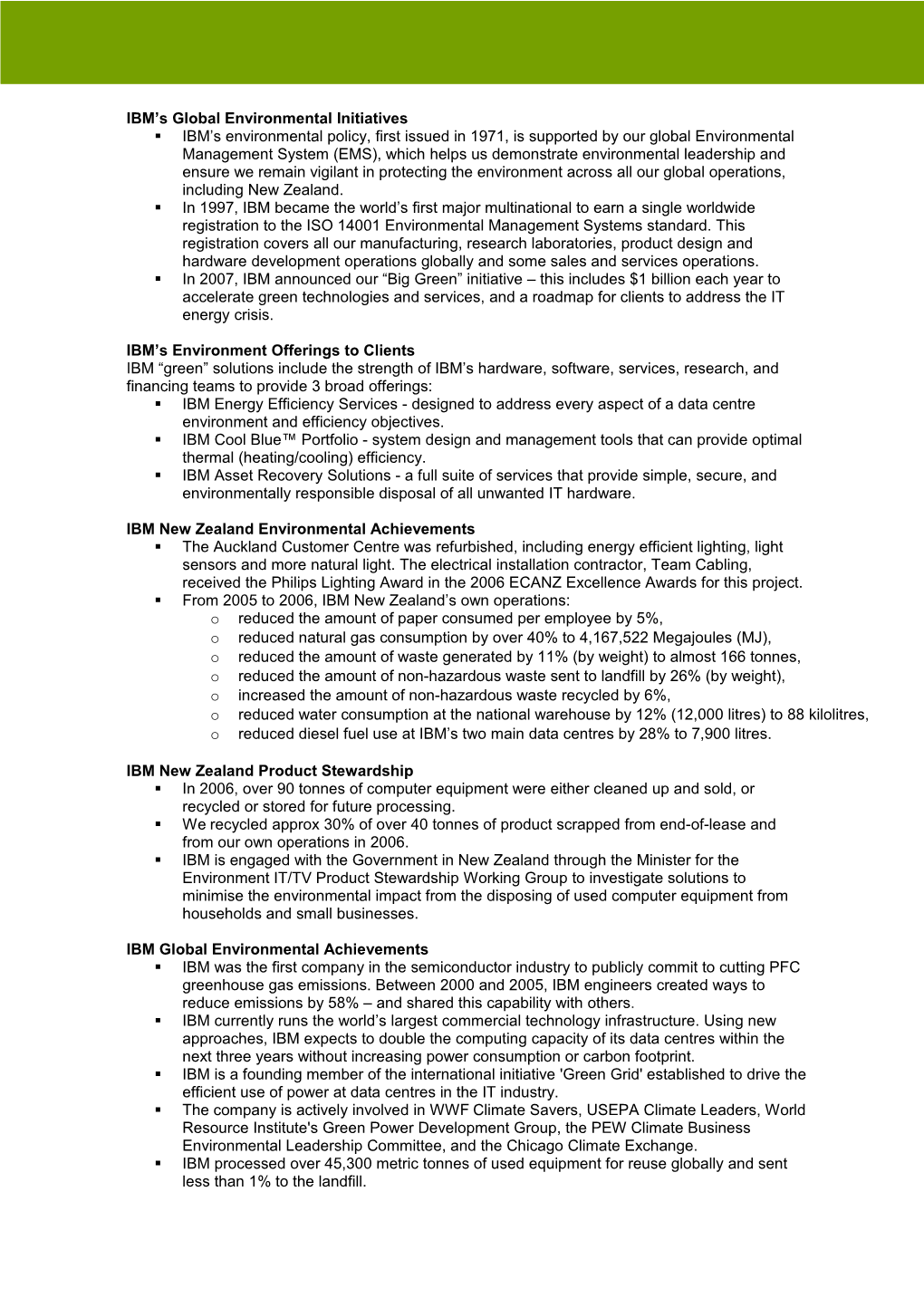 IBM SMB Green Survey Fact Sheet