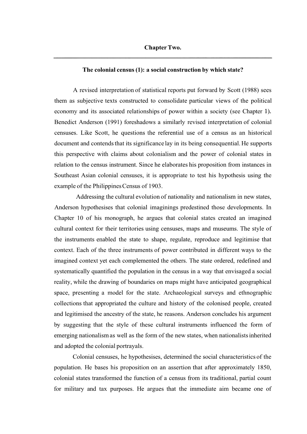 Chapter Two. the Colonial Census