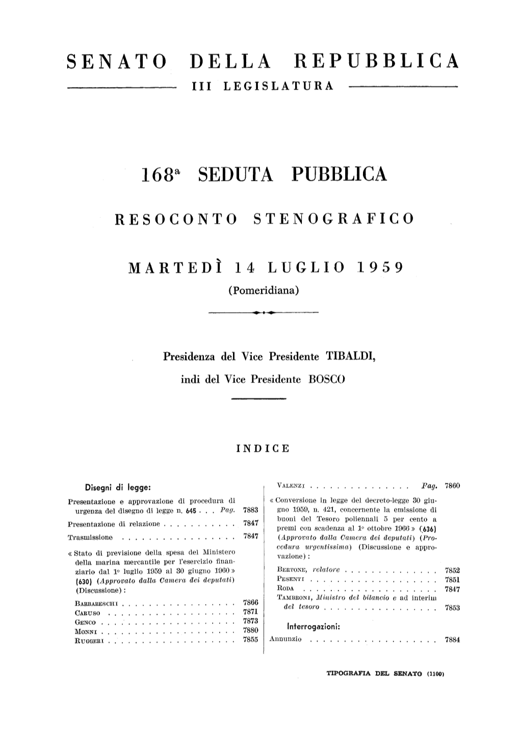 Senato Della Repubblica Iii Legislatura