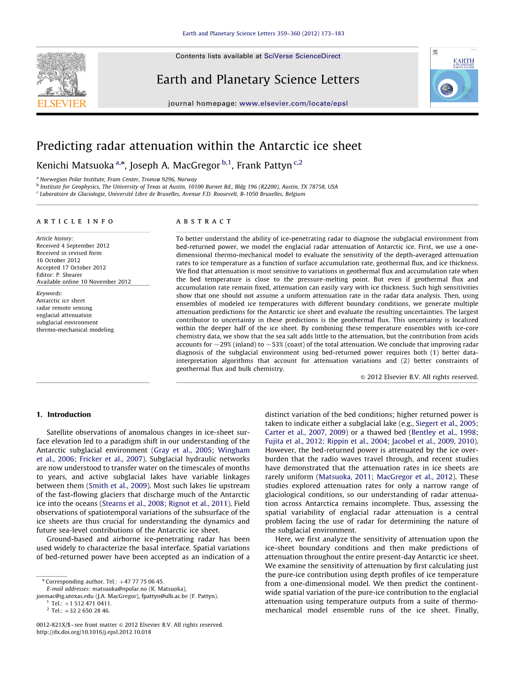 Predicting Radar Attenuation Within the Antarctic Ice Sheet