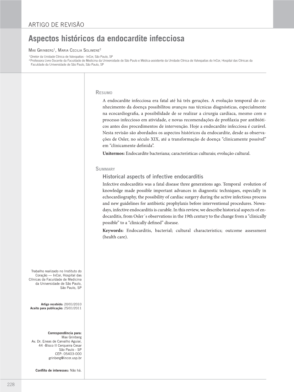 Aspectos Históricos Da Endocardite Infecciosa