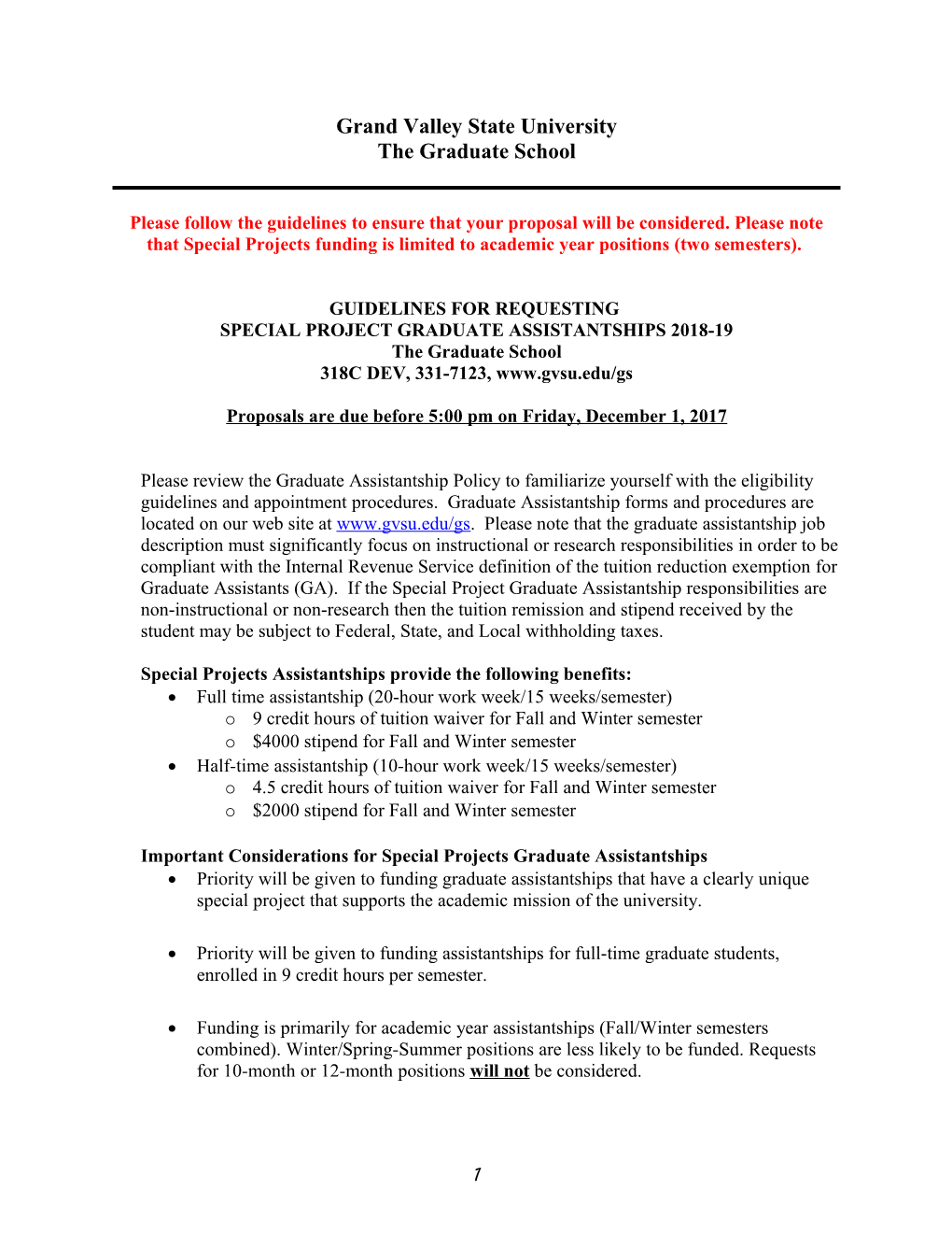 Guidelines for Requesting a Graduate Assistantship from the Guidelines for Requesting Graduate