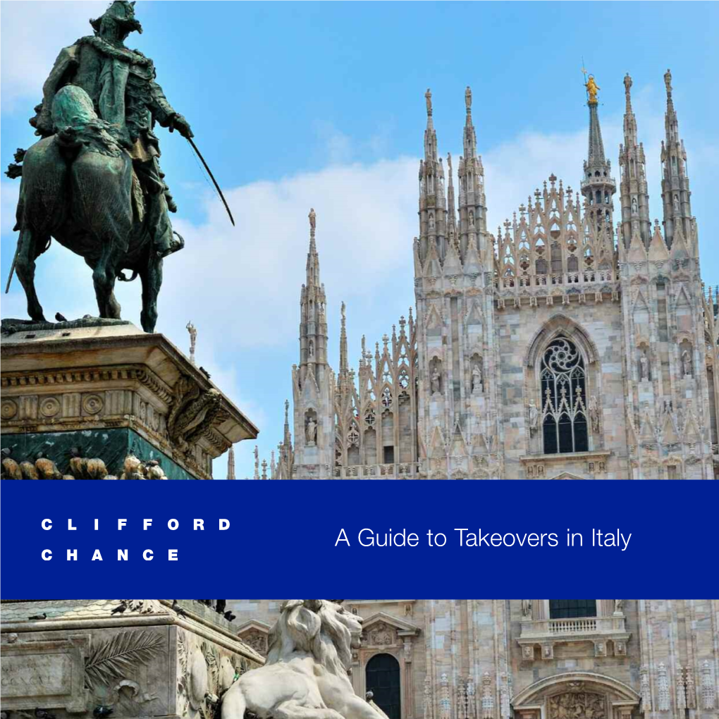 A Guide to Takeovers in Italy a Leading M&A Practice