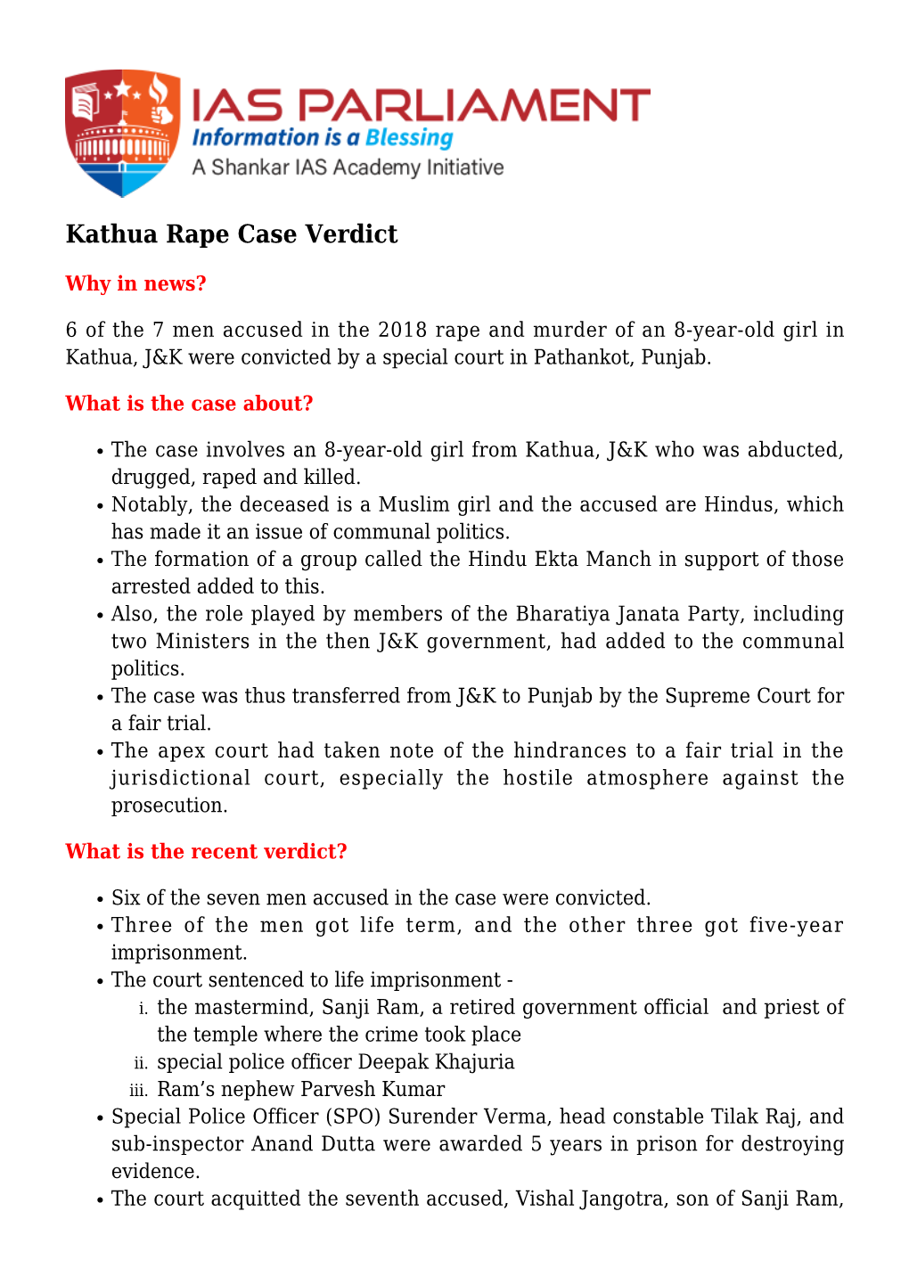 Kathua Rape Case Verdict