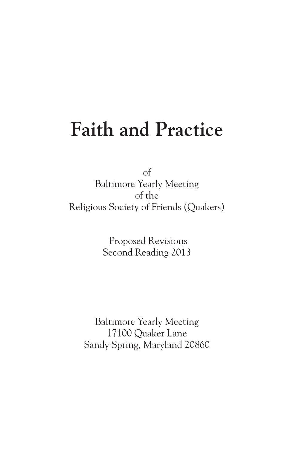 Faith and Practice