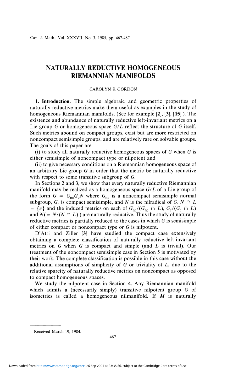 Naturally Reductive Homogeneous Riemannian Manifolds