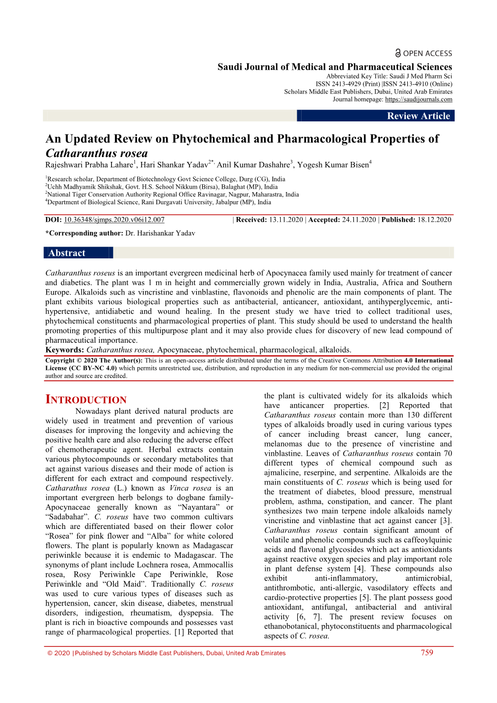 An Updated Review on Phytochemical and Pharmacological Properties Of