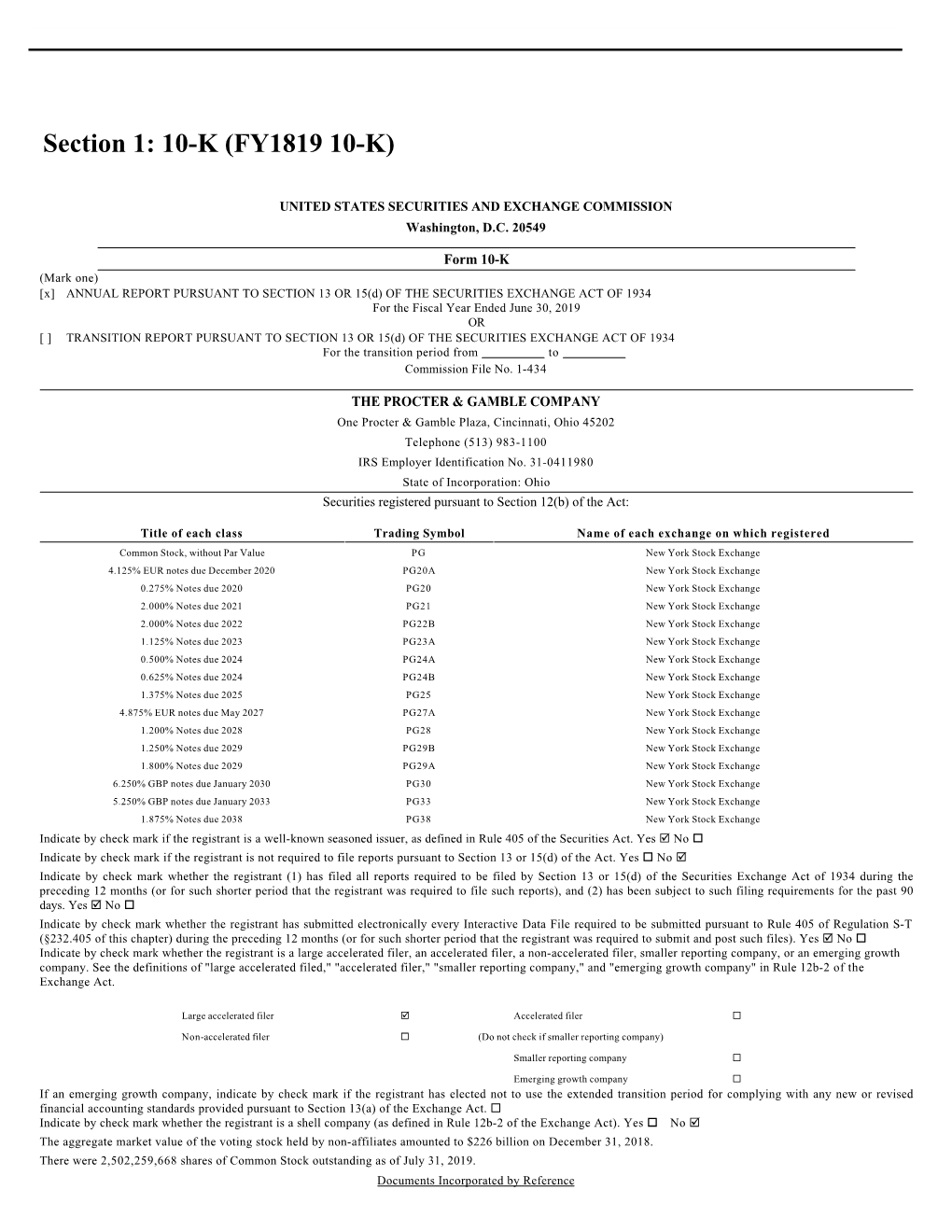 Section 1: 10-K (FY1819 10-K)