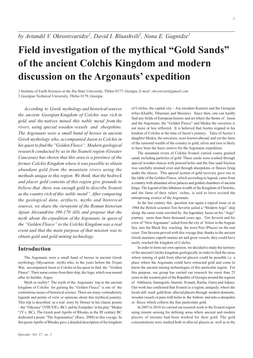 Of the Ancient Colchis Kingdom and Modern Discussion on the Argonauts’ Expedition