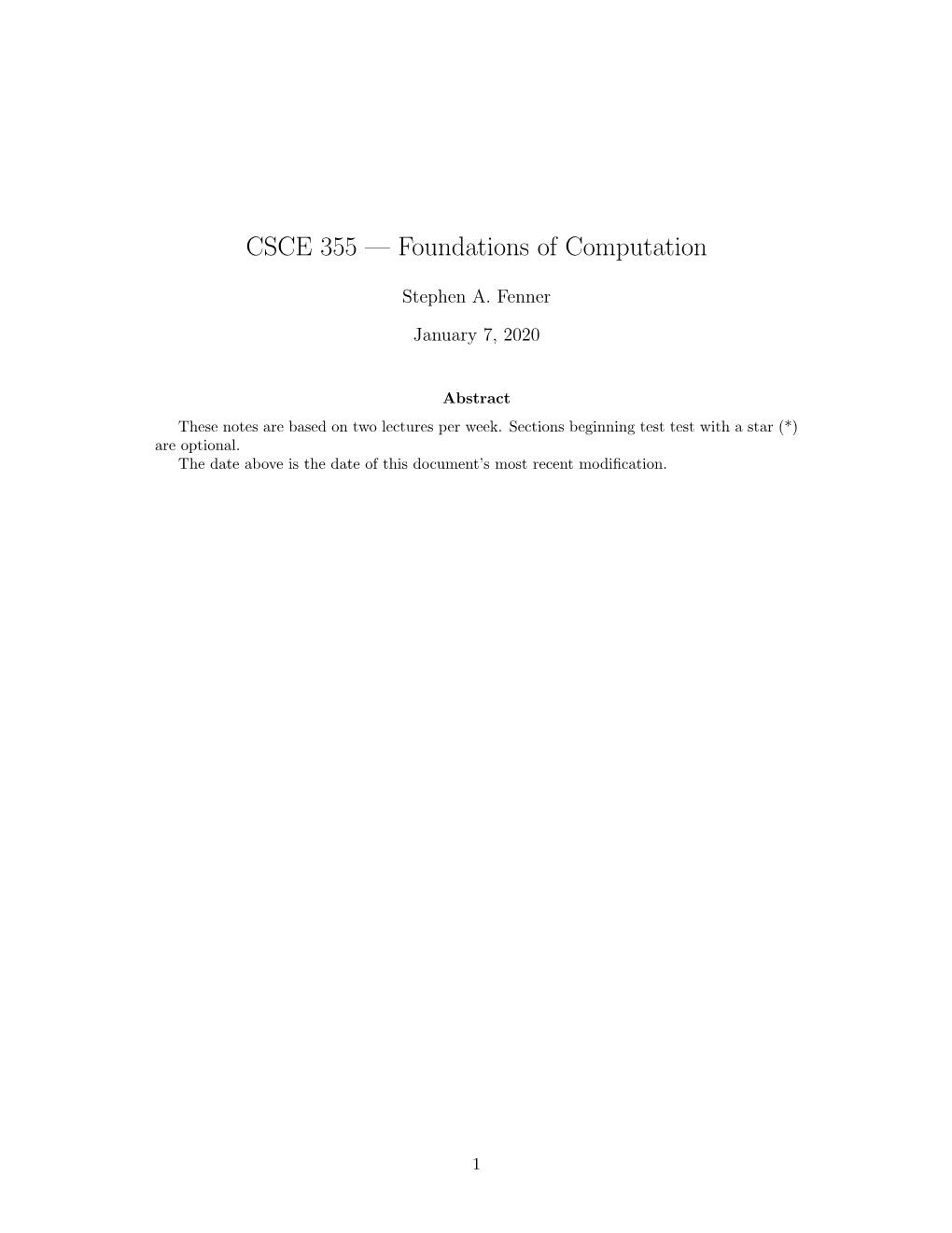 CSCE 355 — Foundations of Computation