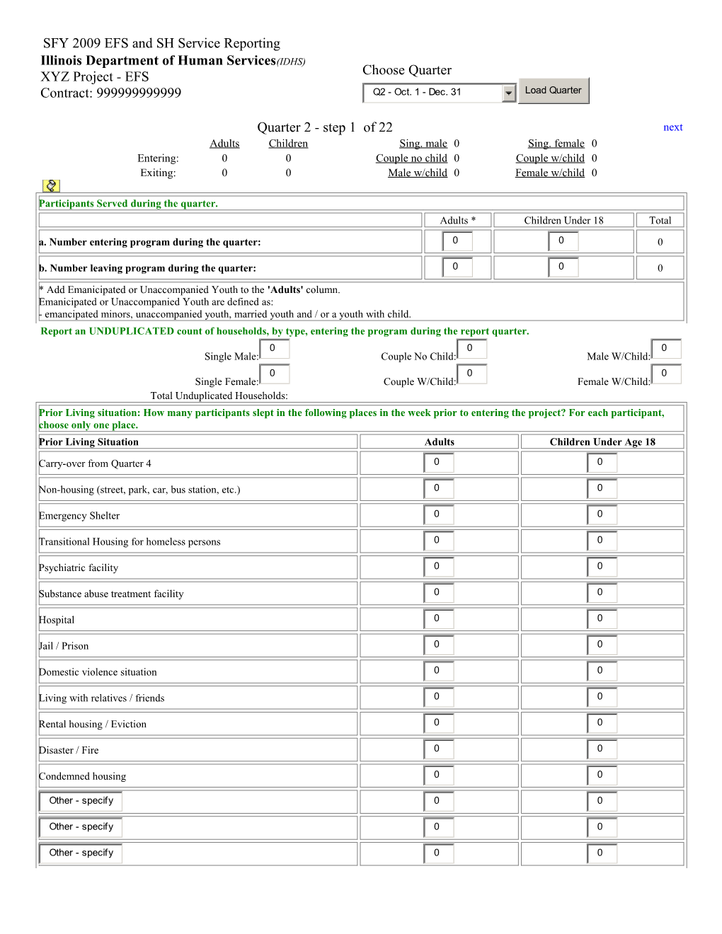 SFY 2009 EFS and SH Service Reporting