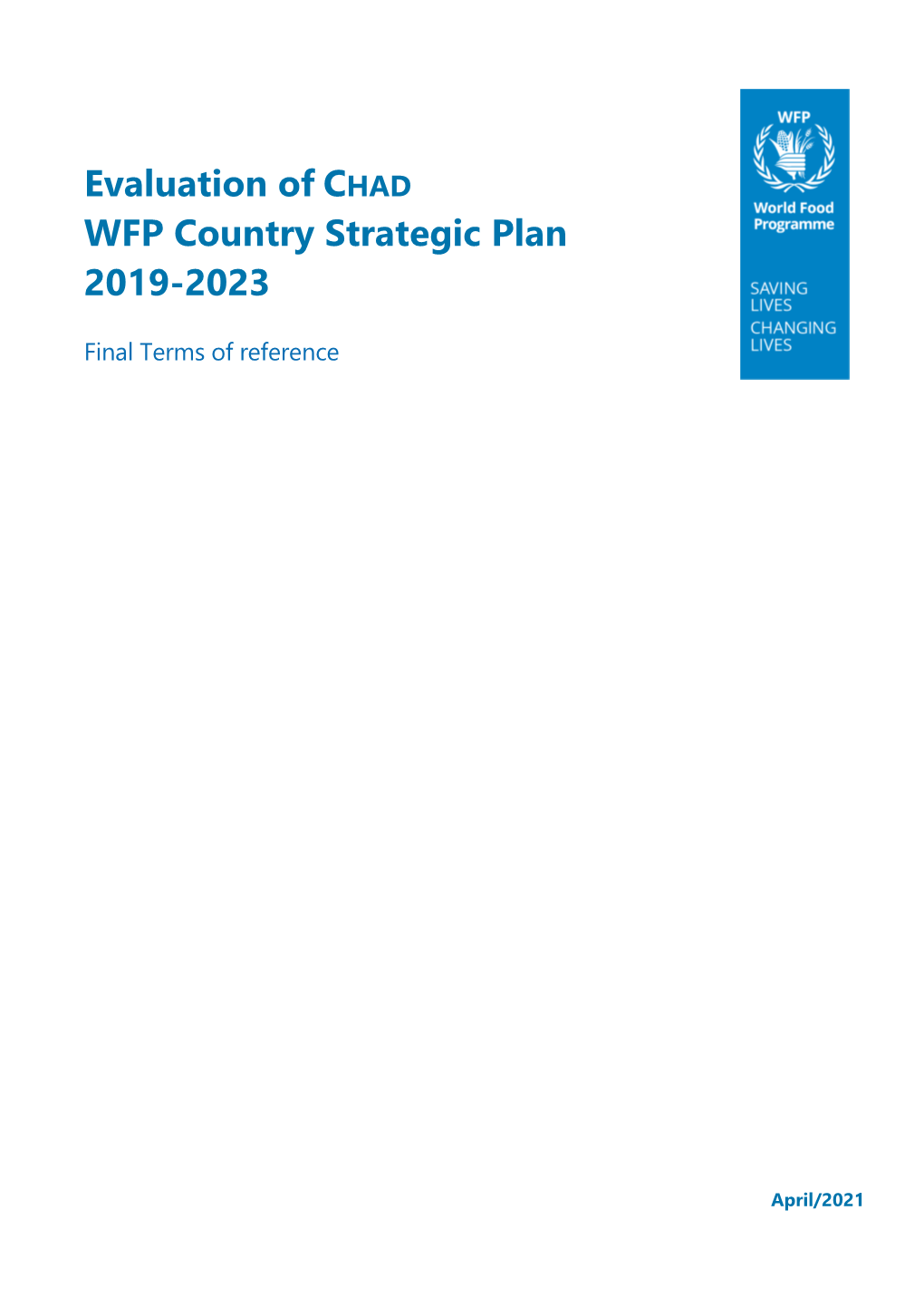 Evaluation of CHAD WFP Country Strategic Plan 2019-2023