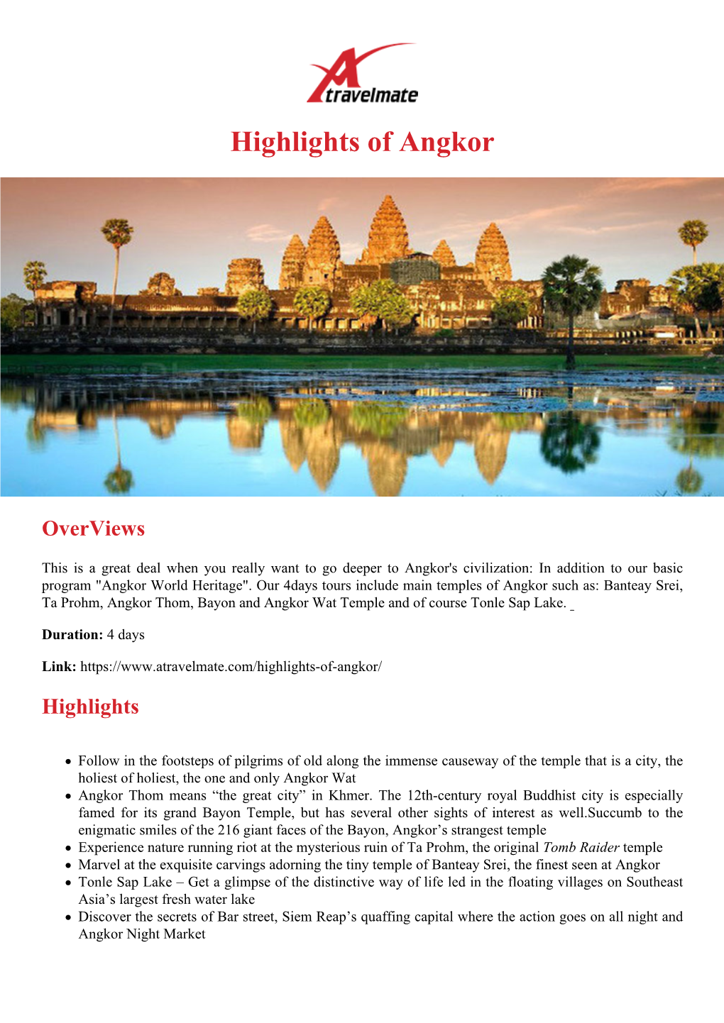 Highlights of Angkor