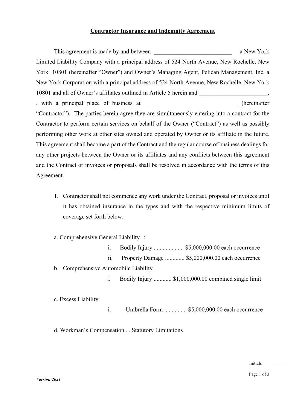 Indemnity Agreement